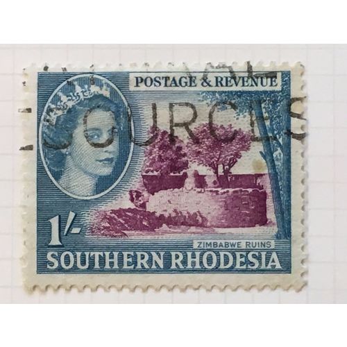 Southern Rhodesia QEII 1953 1s Violet & Blue Used SG86 Sc89 stamp zimbabwe ruins