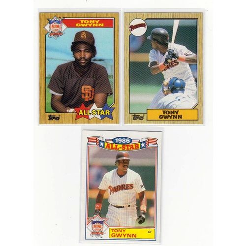 Three 1987 Topps Tony Gwynn cards 538, 599, All Star Game 6 - NM –Padres