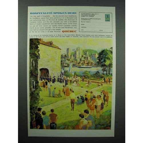 1965 Quebec Canada Tourism Ad - Hospitalite Spoken Here