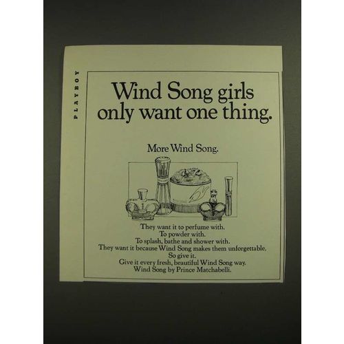 1971 Prince Matchabelli Wind Song Perfume Ad - Girls Want One Thing