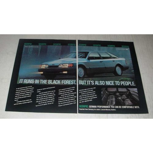 1989 Scorpio Car Ad - It runs in the black forest. But it's also nice to people