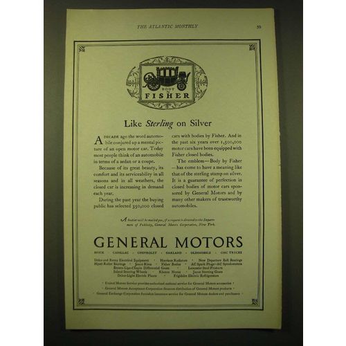 1924 General Motors Ad - Like sterling on silver