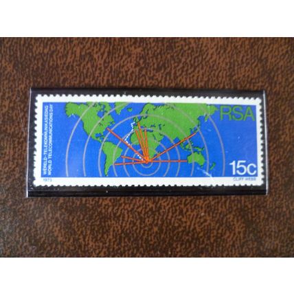 South Africa 1973 World Communications Day 15c mint stamp SG338 map