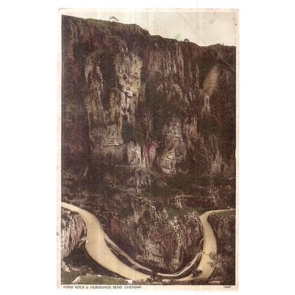 WIND ROCK AND HORSESHOE BEND, CHEDDAR, SOMERSET unused vintage postcard =
