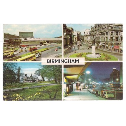multiview, BIRMINGHAM, WARWICKSHIRE used vintage postcard. 1970 postmark =