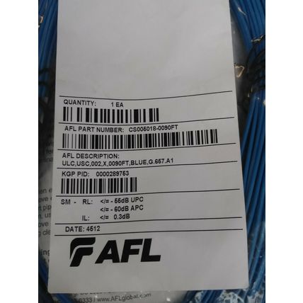 AFL 90FT Fiber Optic Cable CS005018-0090FT, Blue, G.657.A1