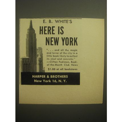 1950 Harper & Brothers Advertisement - Here is New York book by E.B. White