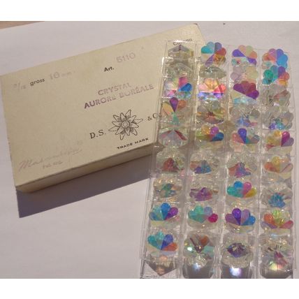 4 Swarovski Crystal Aurora Boreale Pendant Bead 16mm Margarita #5110 Vintage 071