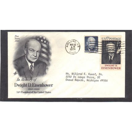 Event Art Craft Memorial 1393 6c 1383 Eisenhower (Cachet-Typed/A) CV41677