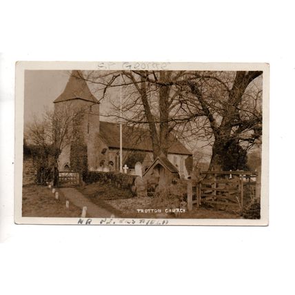 SUPER REAL PHOTOGRAPHIC POSTCARD OF TROTTON CHURCH NEAR CHICHESTER SUSSEX (3020)
