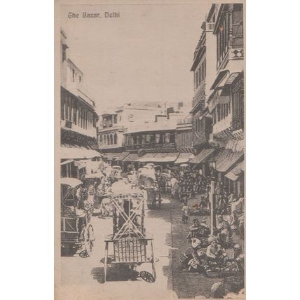 Delhi Bazar Street Scene Indian Postcard