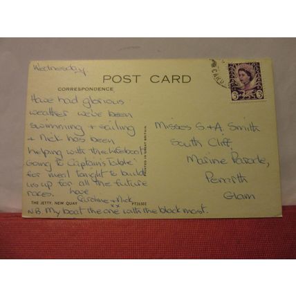 THE JETTY, NEW QUAY, DYFED..used vintage postcard 1968 pm =