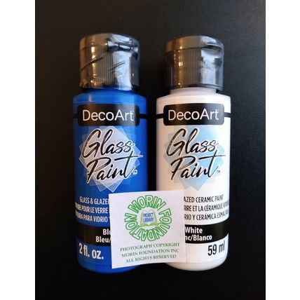 NEW SEALED LOT of two DecoArt GLASS PAINT 2 OUNCE BOTTLE OF WHITE & BLUE