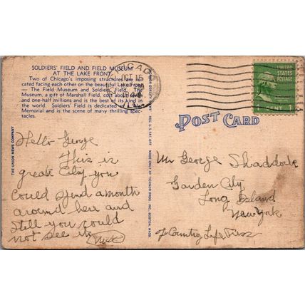 ZAYIX Postcard Soldiers' Field/Field Museum Chicago c1944 Lakefront 102022-PC25