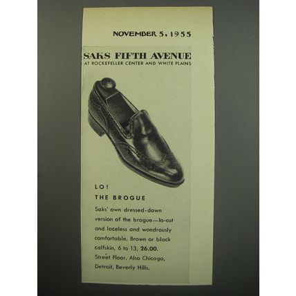 1955 Saks Fifth Avenue Shoes Ad - Lo! The Brogue