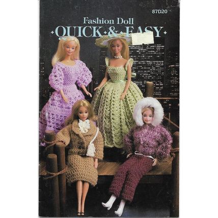 Annie’s 87D20 Fashion Doll Quick & Easy Outfits 8 Crochet Projects Barbie © 1986