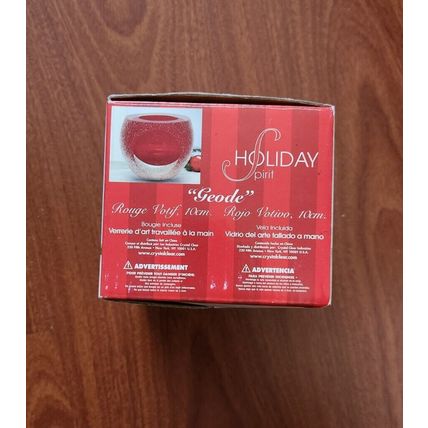 NEW Holiday Spirit Geode Red 4" Votive Tealight Handmade Art Glass, 215562-RD-HT