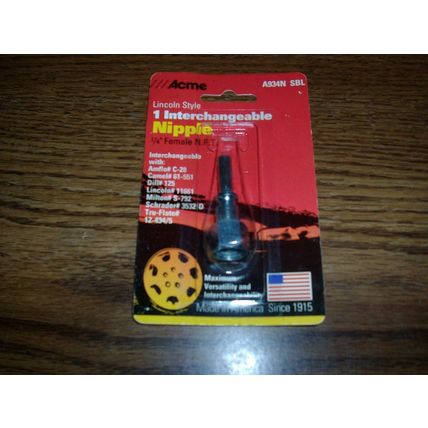 ACME A934N-SBL LINCOLN STYLE NIPPLE 1/4" FEMALE NPT