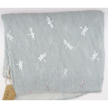 Ladies Scarf Silver Dragonfly Pale Grey Background 240 x 65 CM Polyester Gift
