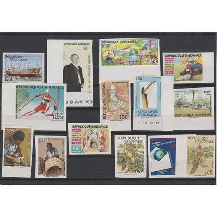 Gabon 1990 - 2010 Lot 14x ND Imperf Adenauer Navire Train Football Noël Ski