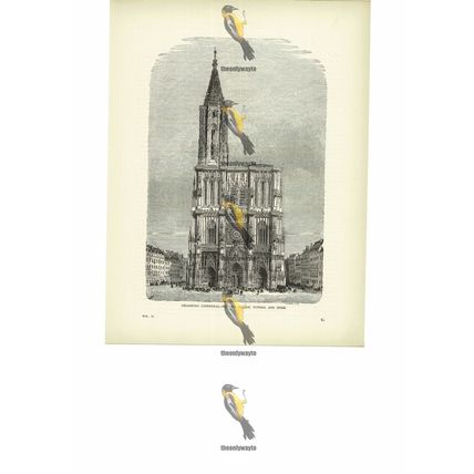 Strasburg Cathedral, Western Facade, Book Illustration (Print), c1880