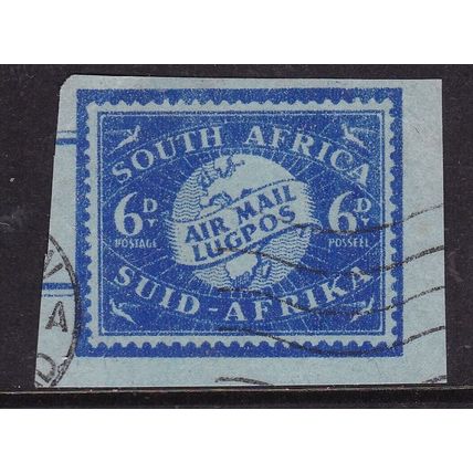 South Africa Globe 6d Air Mail Stationary Cut Out VGC