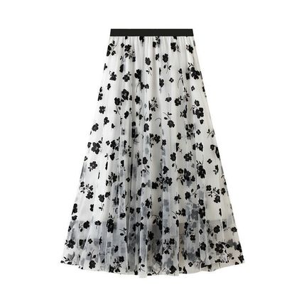 New Mesh Skirt Summer Women's Mid-Length Pleated Skirt