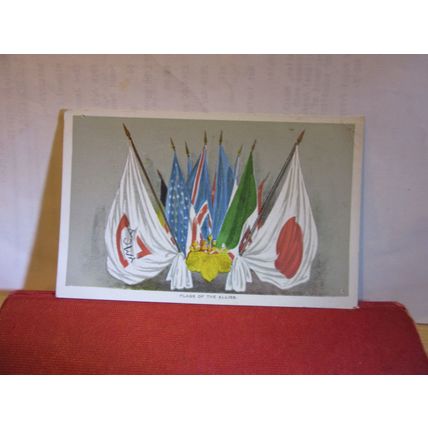 JAPANESE Y.M.C.A. post WW2, unused postcard FLAGS OF ALLIES =