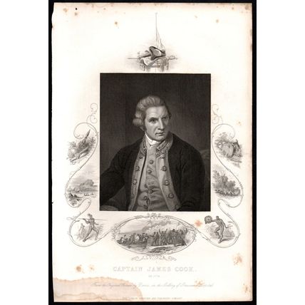 CAPTAIN JAMES COOK 1837 William Holl - Nathaniel Dance ANTIQUE ENGRAVING