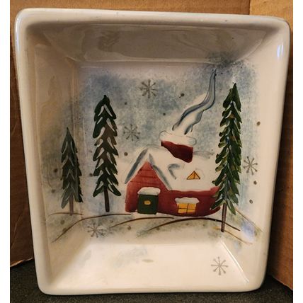 Royal Season's Winter Cabin Snow Flake Christmas Rectangle Serving Dish
