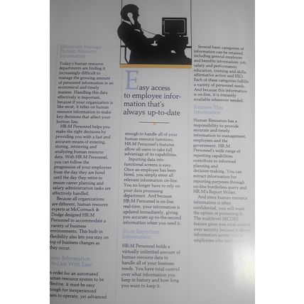 McCormack & Dodge Human Resource Management Systems software brochure, 1988