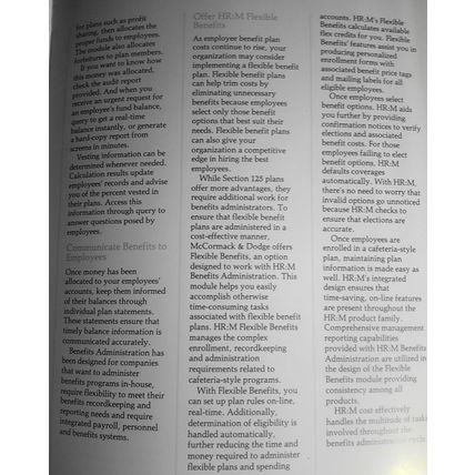 McCormack & Dodge Human Resource Management Systems software brochure, 1988