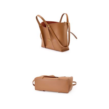 Women's Genuine Leather Tote Shoulder Handbag Brown