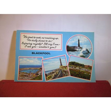 multiview, BLACKPOOL, LANCASHIRE. used postcard c.1982 pm by Bamforth =