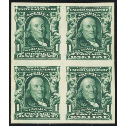 314, Mint NH 1¢ XF Block of Four Stamps - Stuart Katz