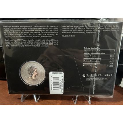 1oz Silver Collectible 2024 Australian Lunar Dragon Series III Coin