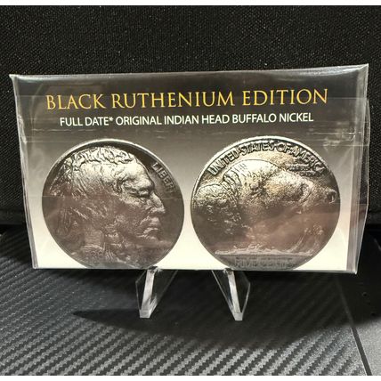 Certified Genuine Silver 1930's Black Ruthenium Indian Head Buffalo Nickel