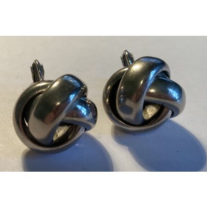 Silver 3/4" Love Knot Screw On Earrings