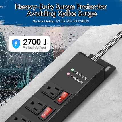 Rack Mount Power Strips,8 Outlet Strips Surge Protector with Individual Switches