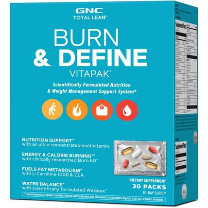 GNC Total Lean Burn and Define Vitapak Program for Men & Women, 5-In-1 Pack for