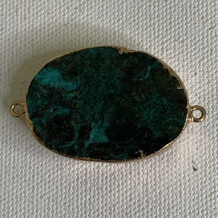 Chrysocolla Malachite Gold Dipped Connector Bead Double Sided Jewelry Making 1.5