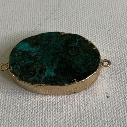 Chrysocolla Malachite Gold Dipped Connector Bead Double Sided Jewelry Making 1.5