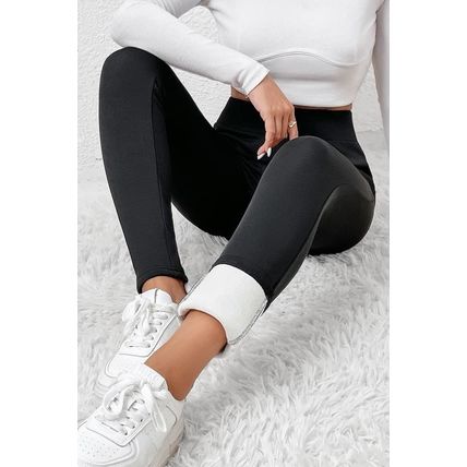 Black Fleece Lining Winter High Waist Leggings