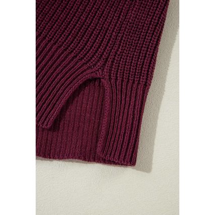 Green Color Block Striped Buttoned Shoulder Split Sweater