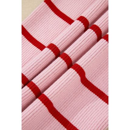 Rose Stripe Striped Scalloped Edge U Neck Sleeveless Sweater Vest