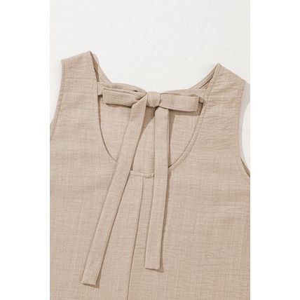 Smoke Gray Knot Scoop Back Ruffle Hem Sleeveless Mini Dress