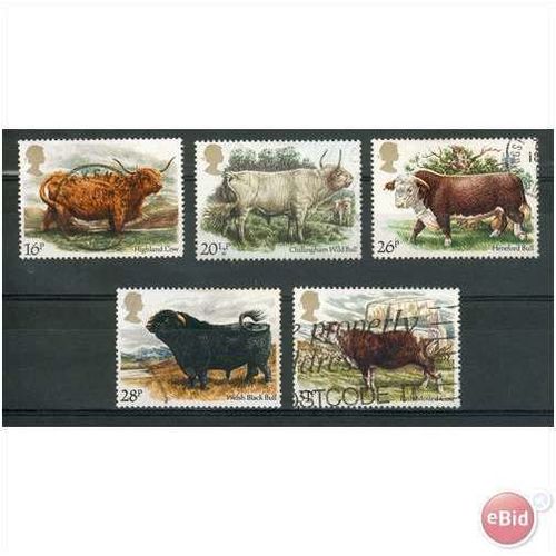 GB stamps 1984 used set - SG 1240-1244 - British Cattle