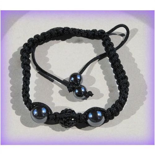 Crystal Black Disco Ball Black Hematite Shambala Bracelet Bangle Jewellery 1582