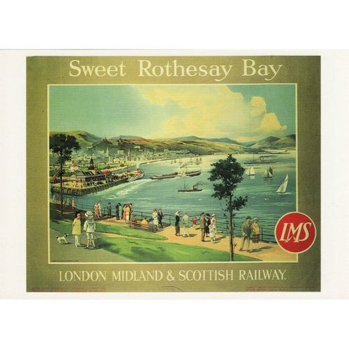Railway Postcard LMS Poster Art Sweet Rothesay Bay 1923 Clyde Resort Steamer