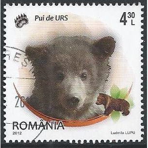 Mi 6663: 4 L. 30 multicoloured Young Wildlife: Brown Bear Cub (Ursus arctos).
